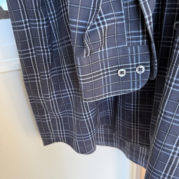 Forsyth of Canada Men's L Grey Check Long Sleeve Button-Up Shirt Business Casual - Picture 4 of 10